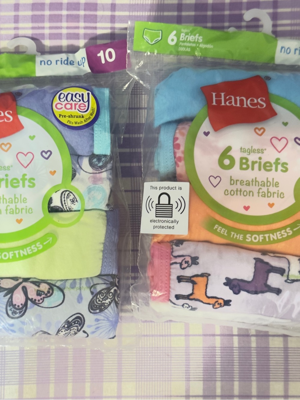 2 Pack-Hanes Girls' 6-Pack Tagless Briefs - Blue, Orange, Pink, Purple, White